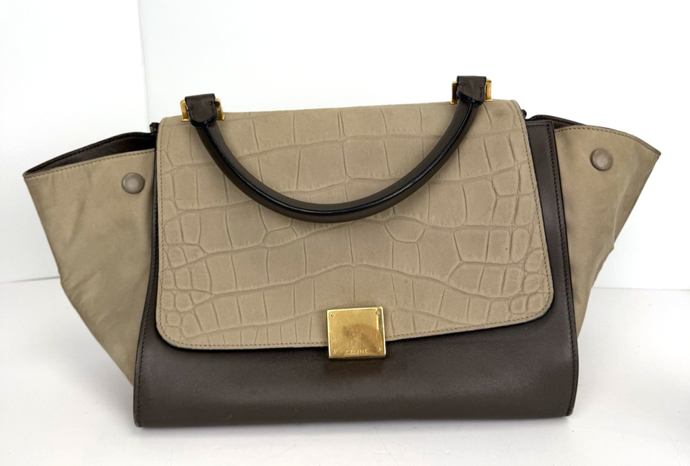 Celine Trapeze Micro Bag in Crocodile Embossed Calfskin Calfskin Leather S02